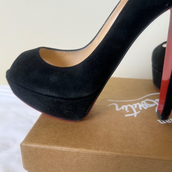 Christian Louboutin Black Peep Toe Heels - Picture 6 of 11